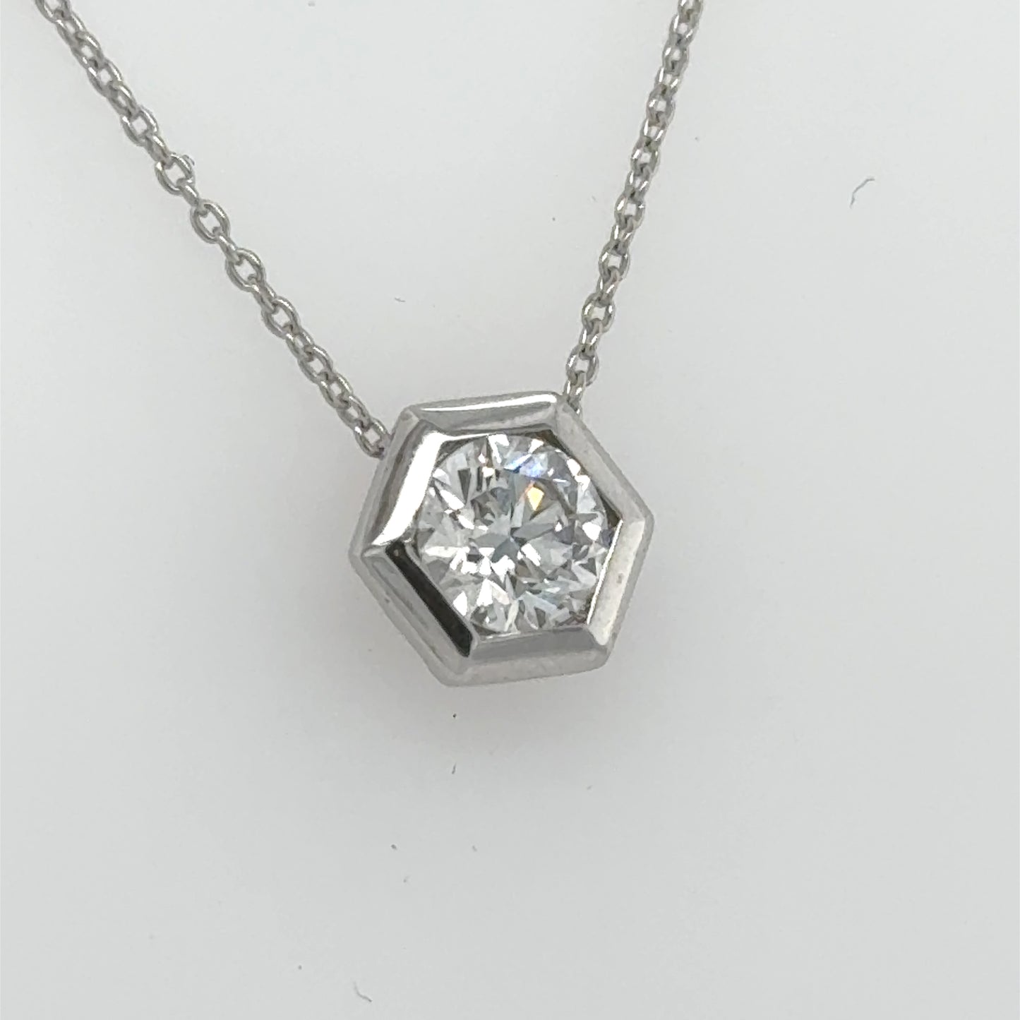 14K White Gold 1.0ct Lab Grown Diamond Solitaire Pendant