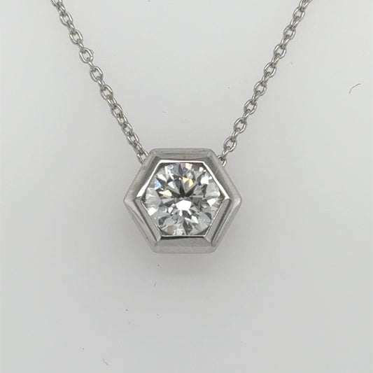 14K White Gold 1.0ct Lab Grown Diamond Solitaire Pendant