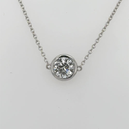 14K White Gold Lab Grown Diamond Solitaire Pendant