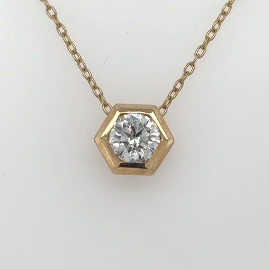 14K Yellow Gold 0.75ct Lab Grown Diamond Solitaire Pendant