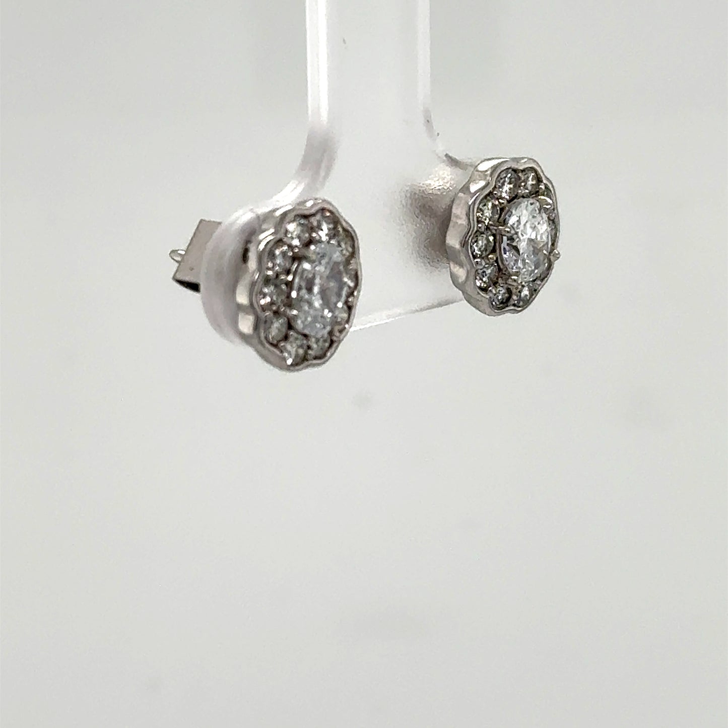 14K White Gold Lab Grown Diamond Cluster Earrings