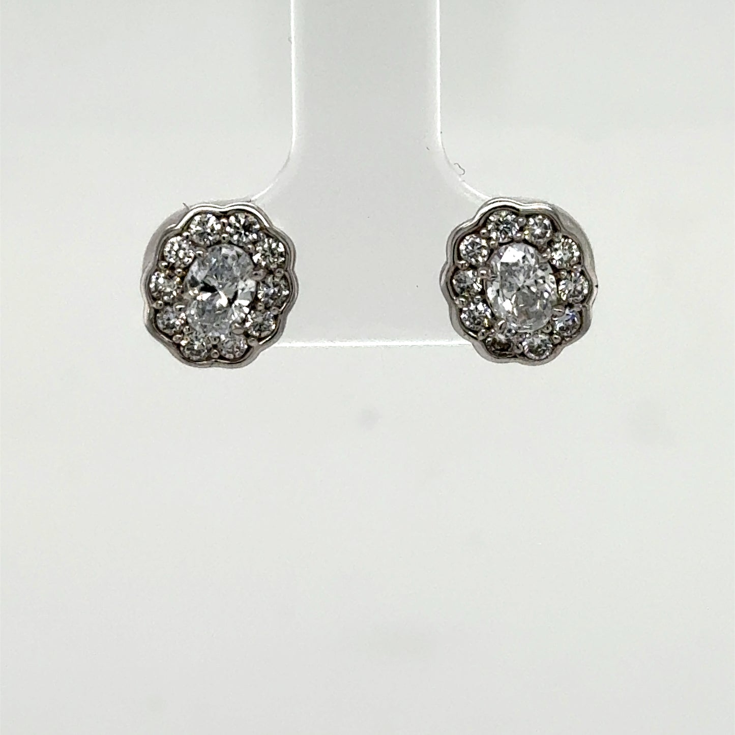 14K White Gold Lab Grown Diamond Cluster Earrings