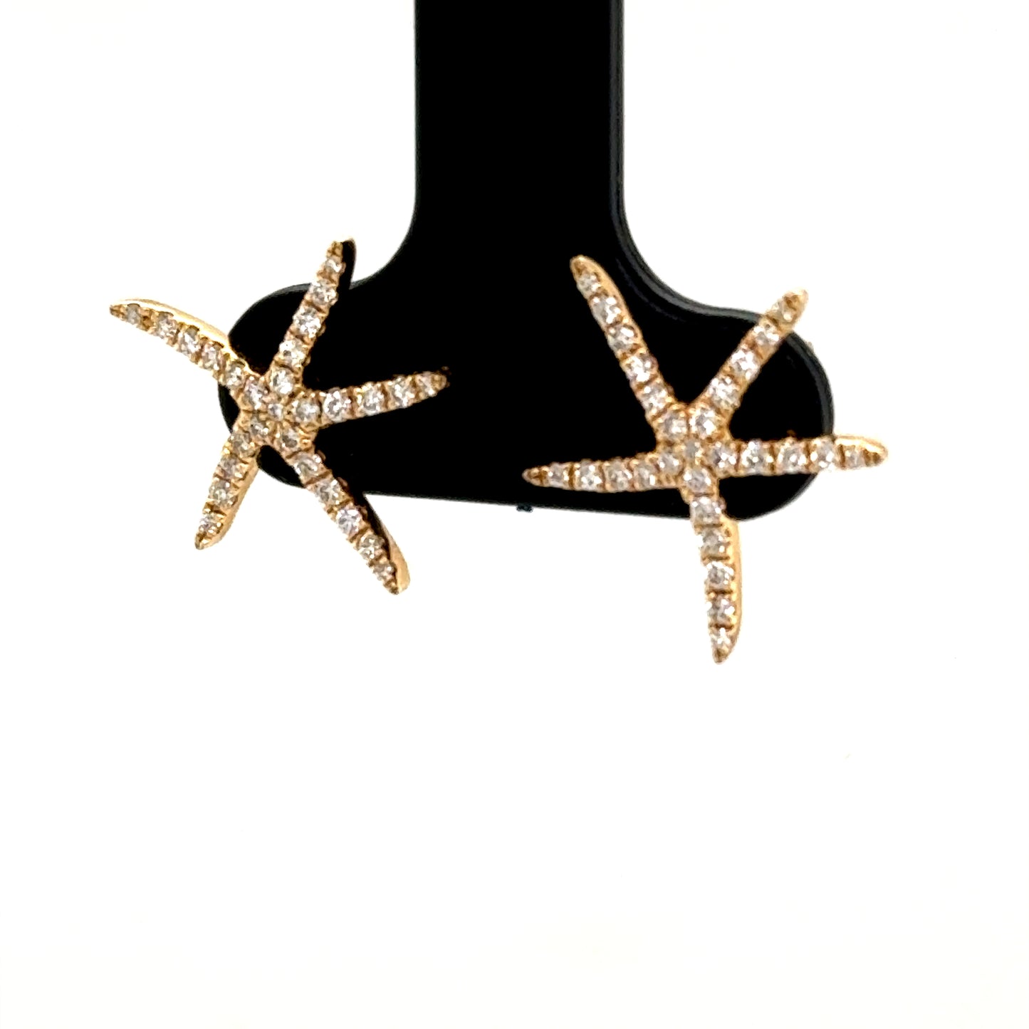 14K Yellow Gold Diamond Starfish Earrings