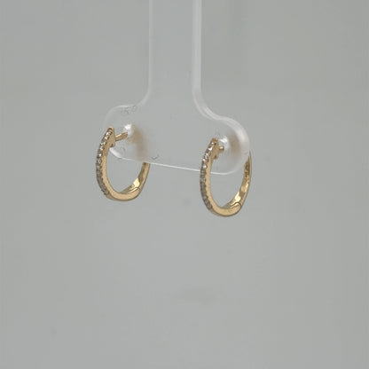 14K Yellow Gold Diamond Huggie Earrings