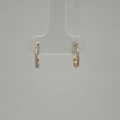 14K Yellow Gold Diamond Huggie Earrings