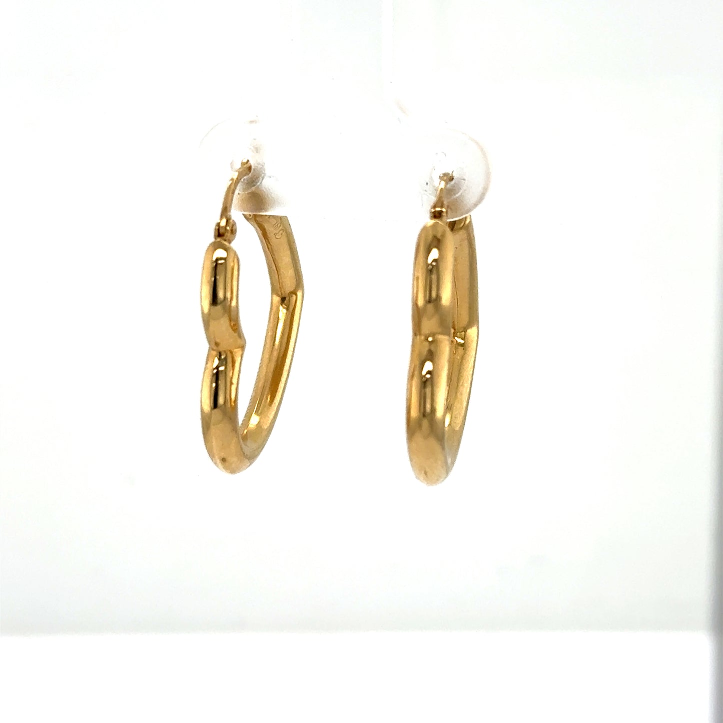 14K Yellow Gold Heart Shape Hoop Earrings