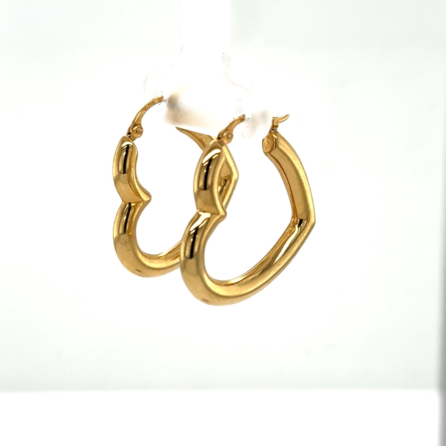 14K Yellow Gold Heart Shape Hoop Earrings