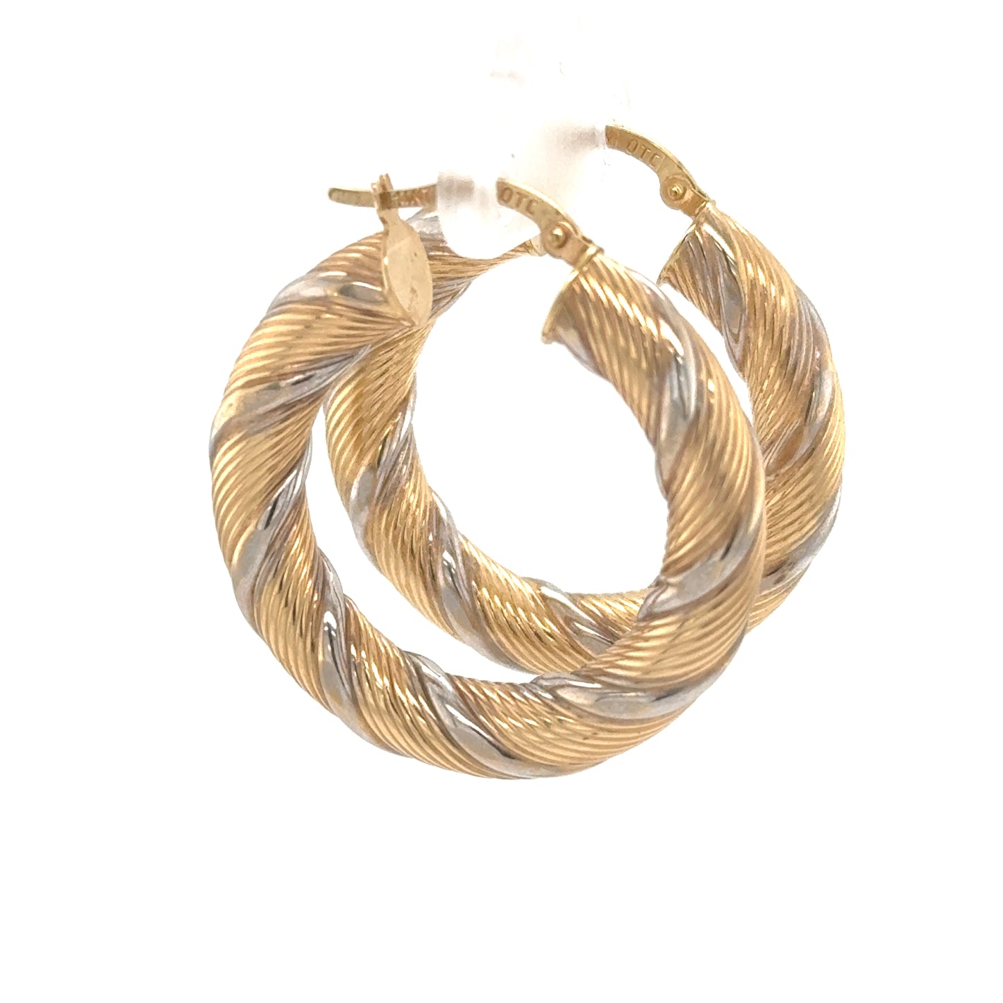 14K Two-Tone Hoop Earrings