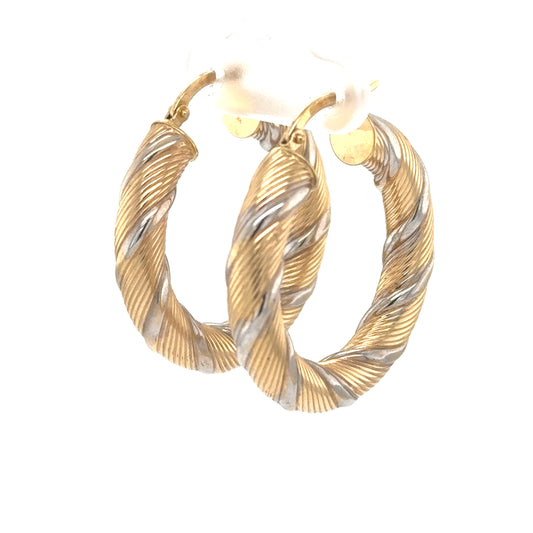 14K Two-Tone Hoop Earrings