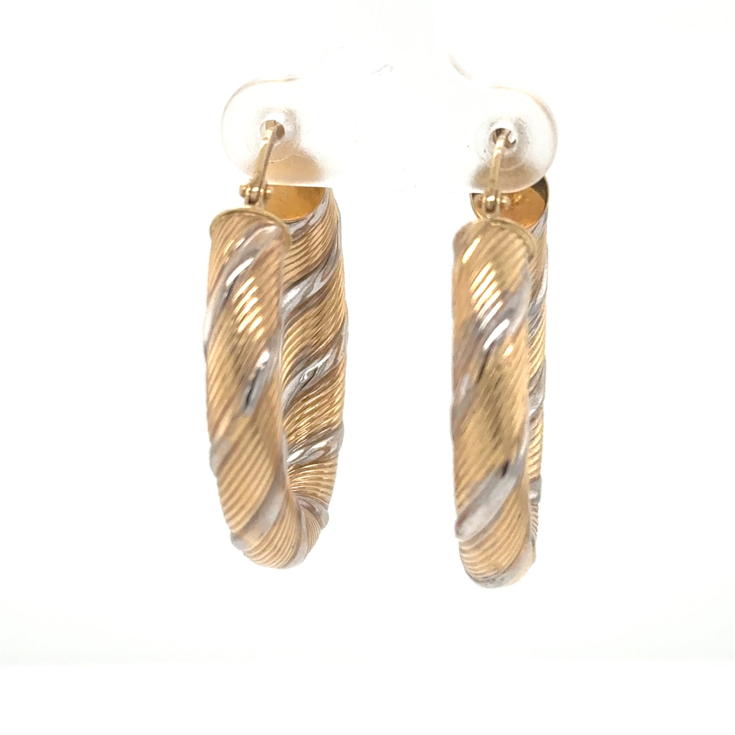 14K Two-Tone Hoop Earrings