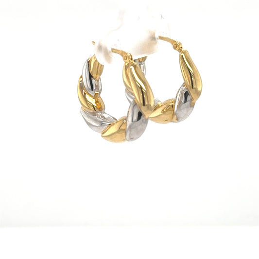 14K Two-Tone Hoop Earrings