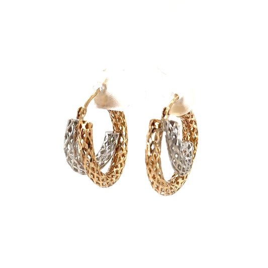 14K Two-Tone Hoop Earrings