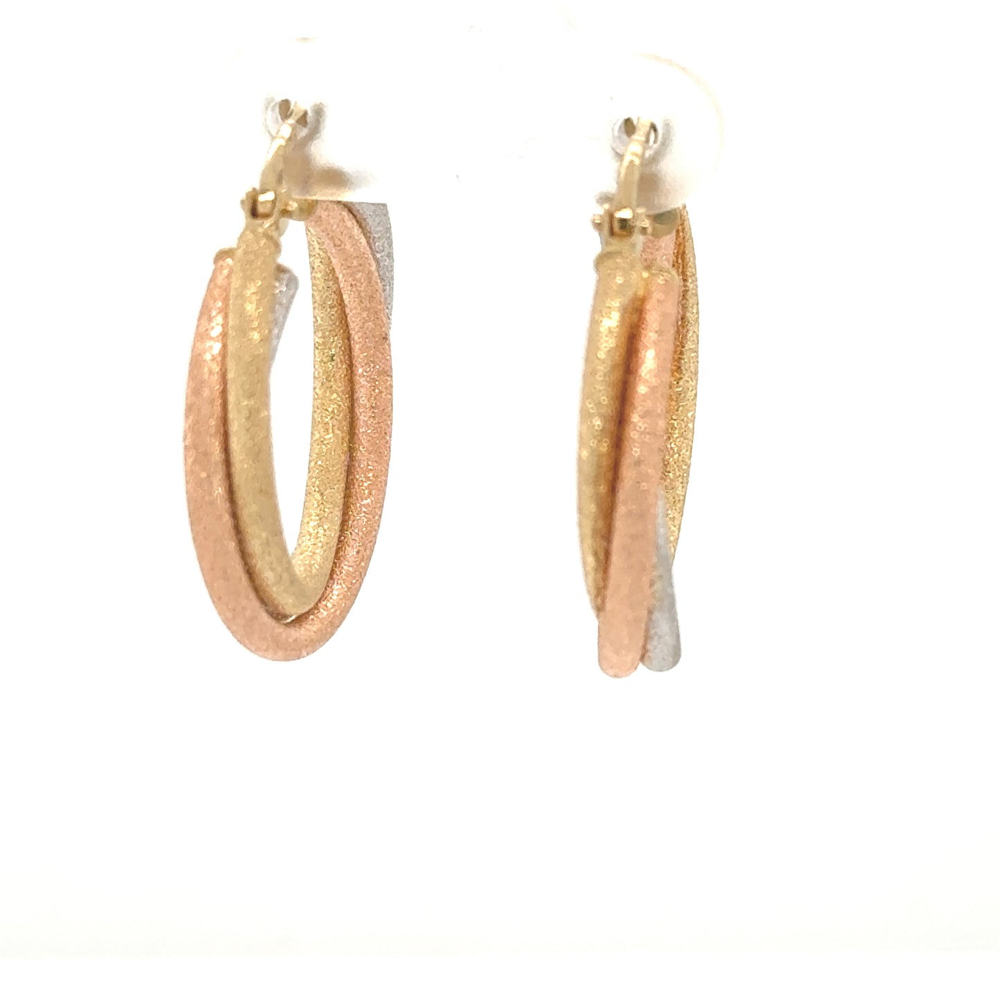 14K Tri-Color Gold Hoop Earrings