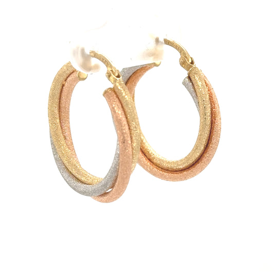 14K Tri-Color Gold Hoop Earrings