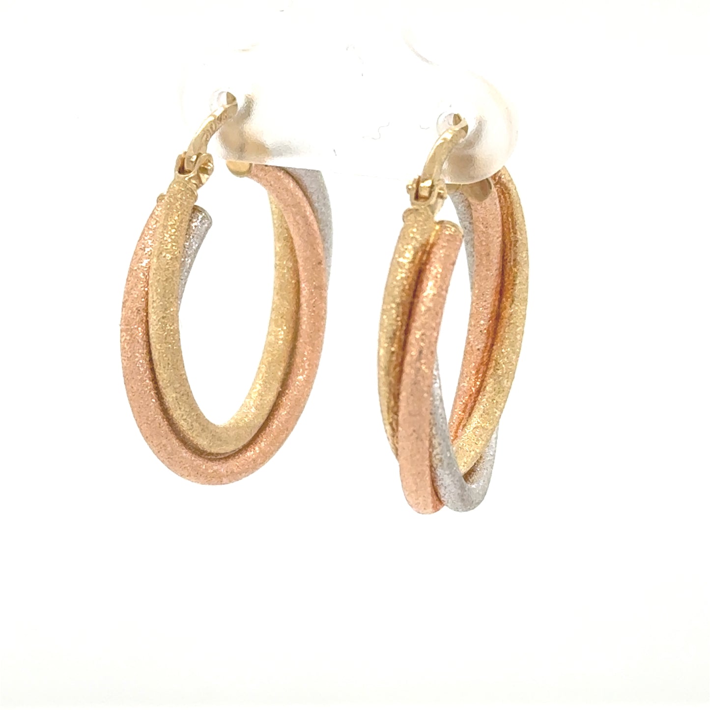 14K Tri-Color Gold Hoop Earrings