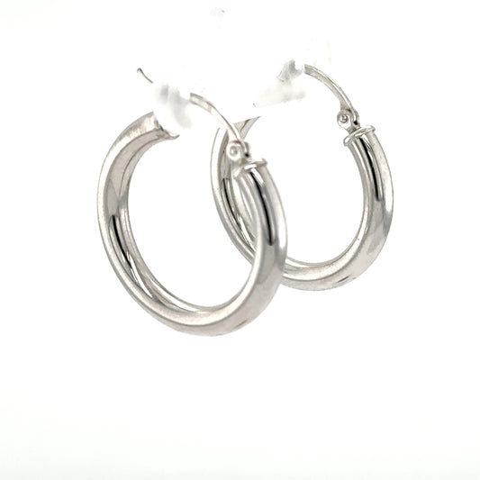 14K White Gold Hoop Earrings