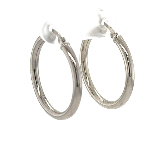 14K White Gold Hoop Earrings