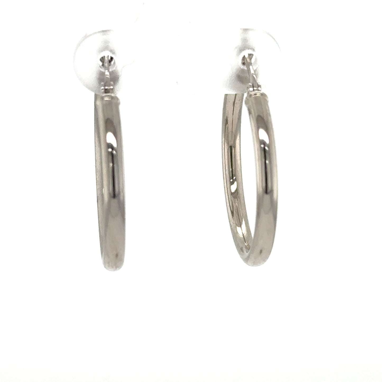 14K White Gold Hoop Earrings