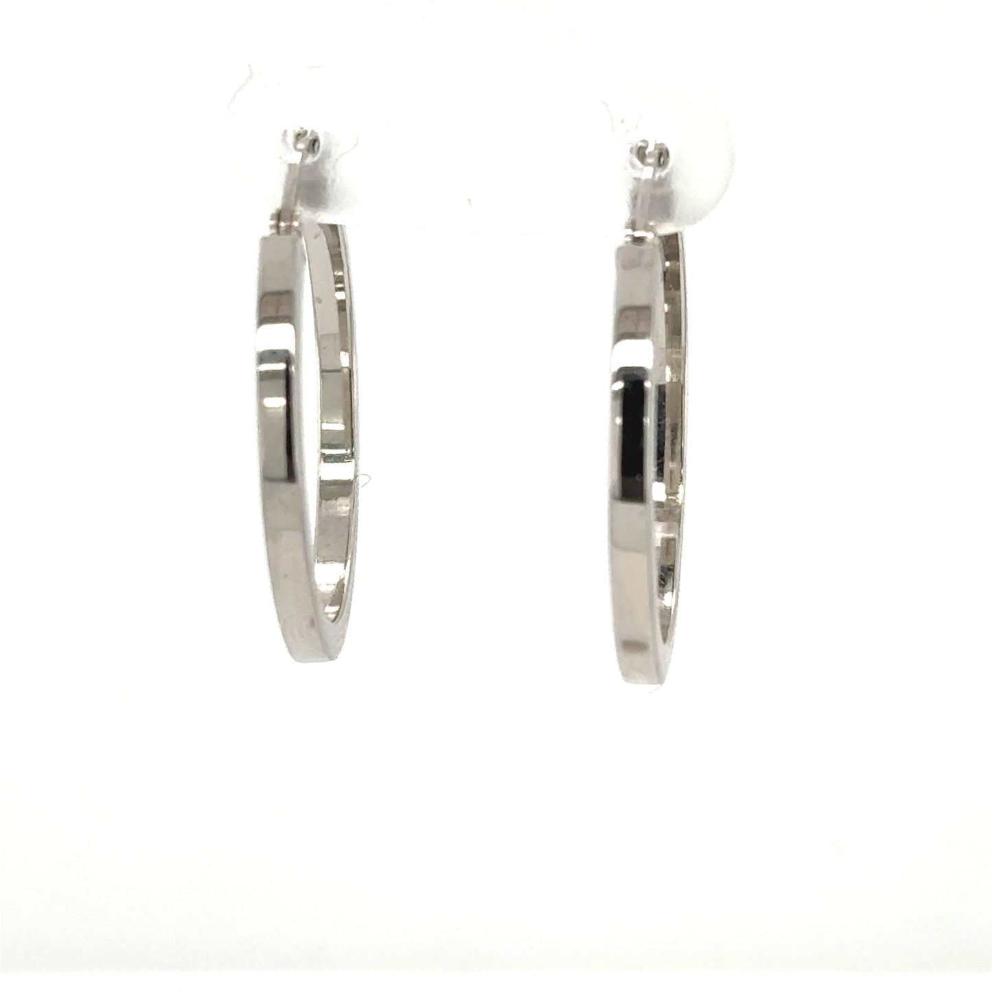 14K White Gold Square Tube Hoop Earrings