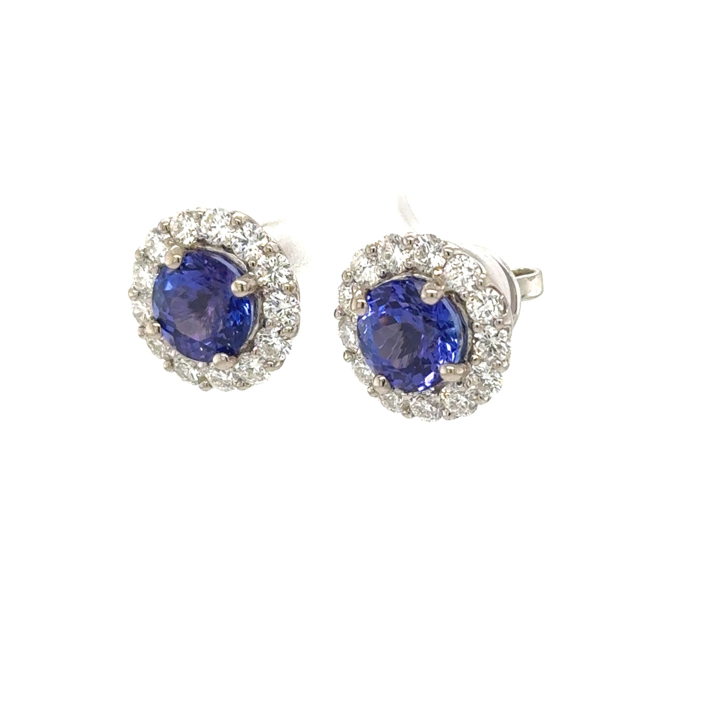 18K White Gold Tanzanite & Diamond Stud Earrings