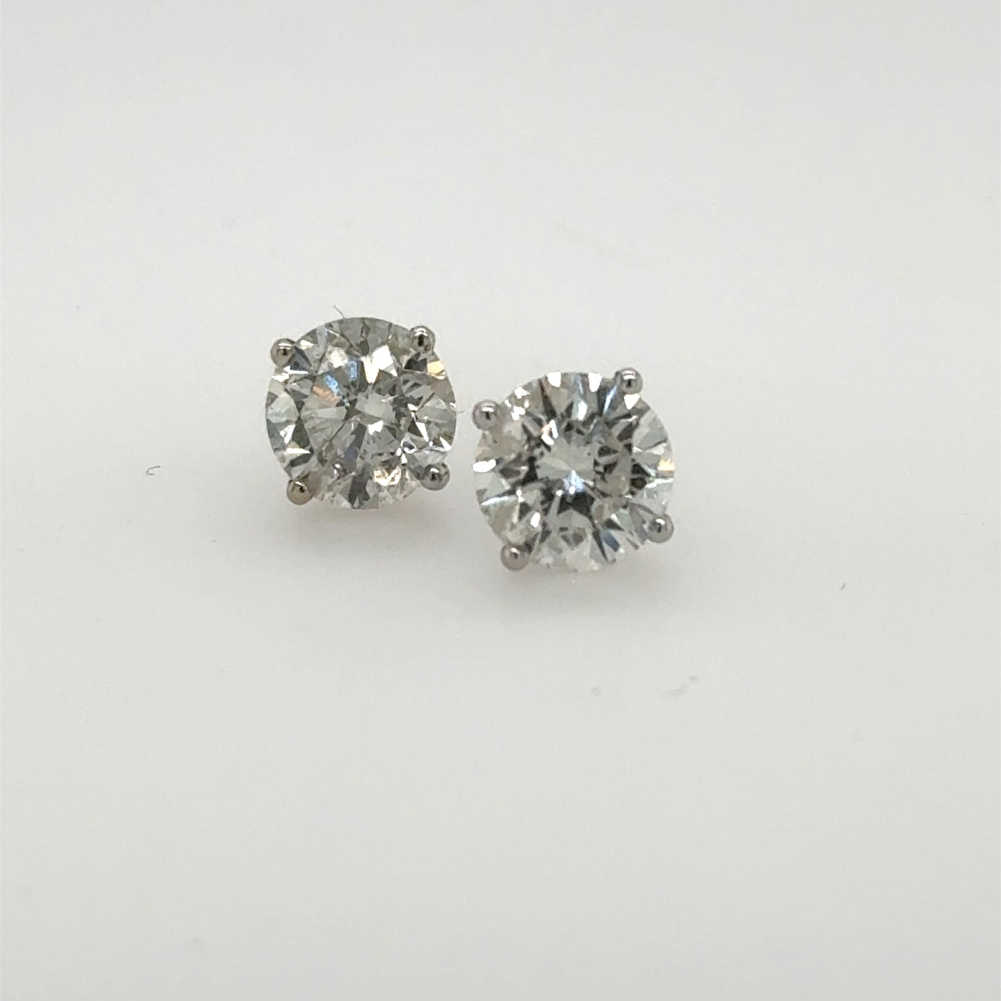 14K White Gold 3.19ctw Diamond Stud Earrings