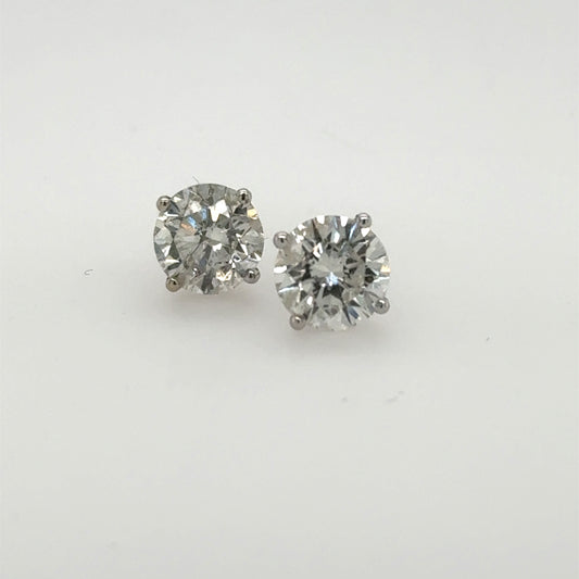 14K White Gold 3.19ctw Diamond Stud Earrings