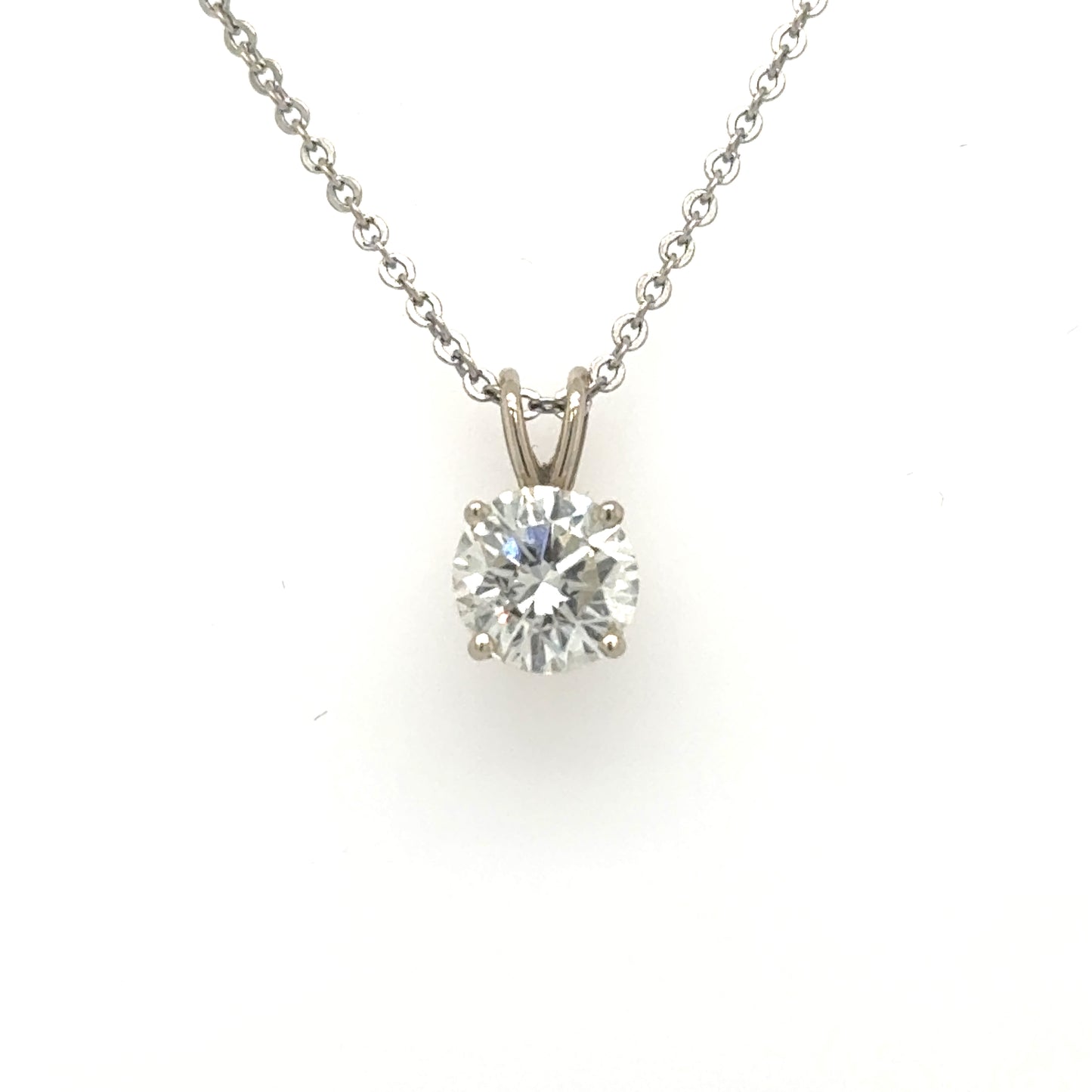 14K White Gold 1.28ct Diamond Solitaire Pendant