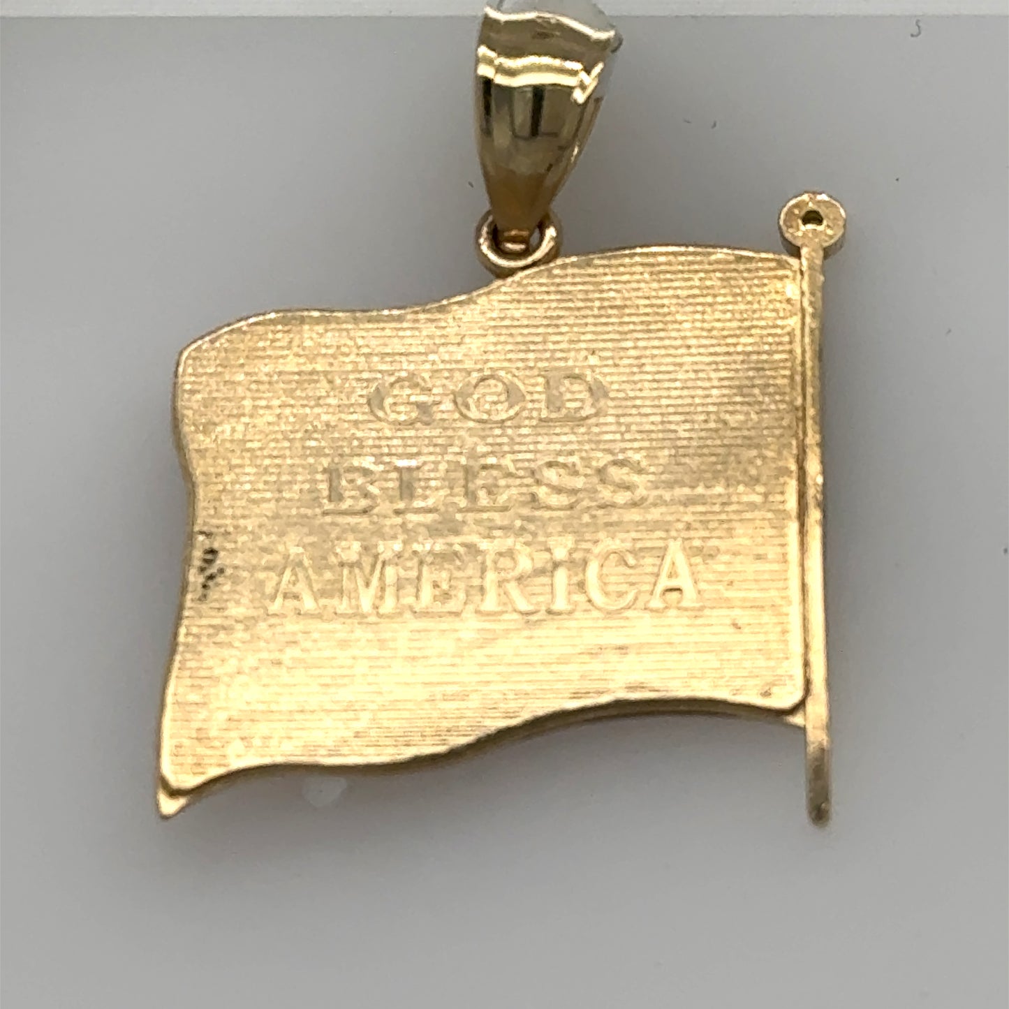 14K Yellow Gold Enamel American Flag Charm