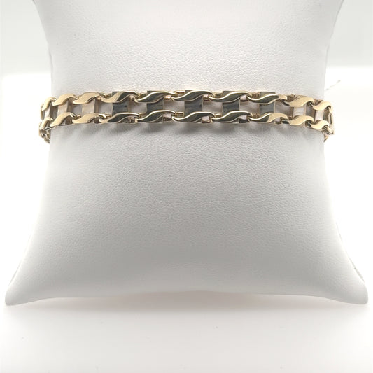 14K Yellow & White Gold Railroad Bracelet