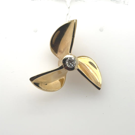 14K Yellow Gold Diamond Propellor Charm