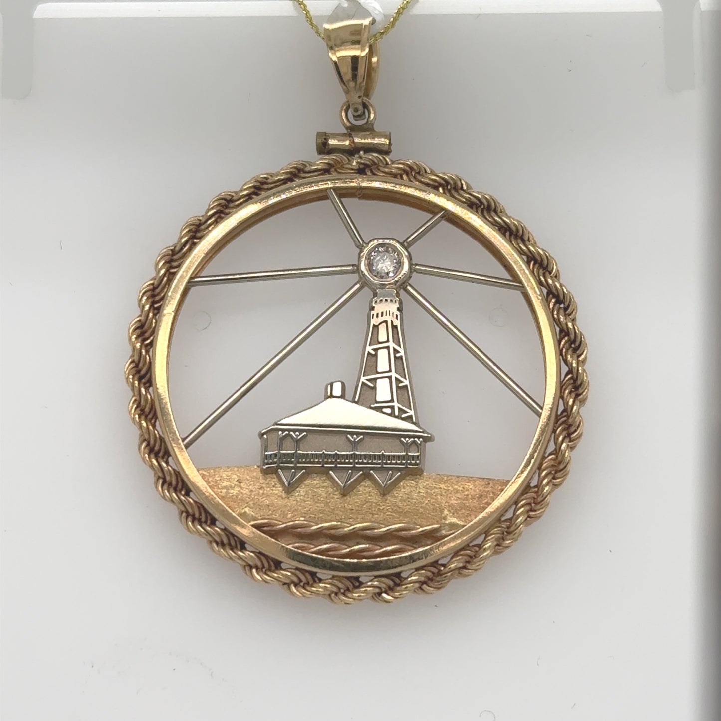 14K Yellow & White Gold Sanibel Lighthouse Pendant