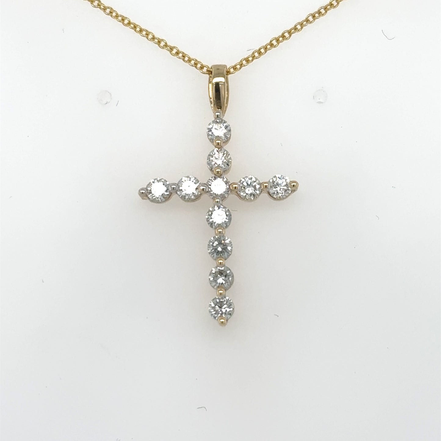 14K Yellow Gold Diamond Cross Pendant