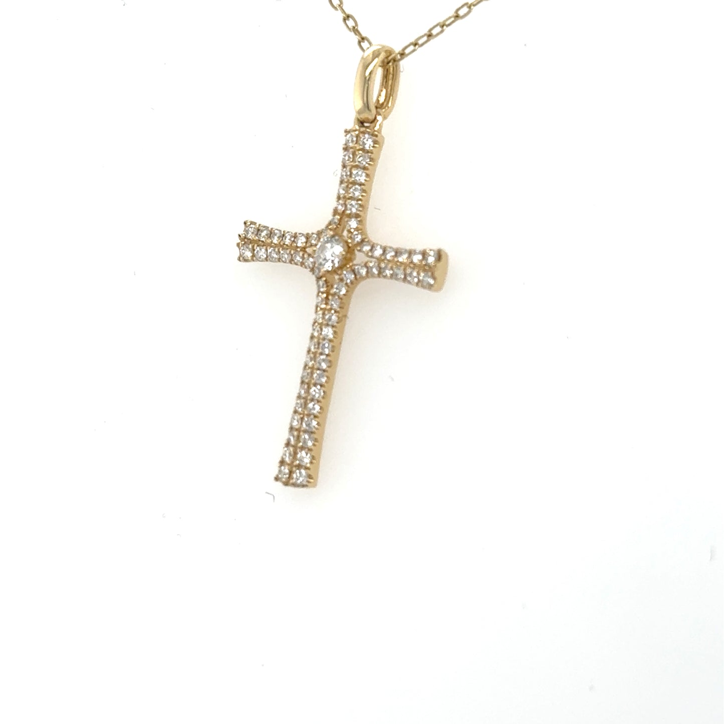 14K Yellow Gold Diamond Cross