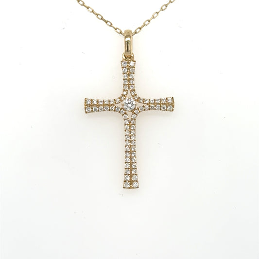 14K Yellow Gold Diamond Cross