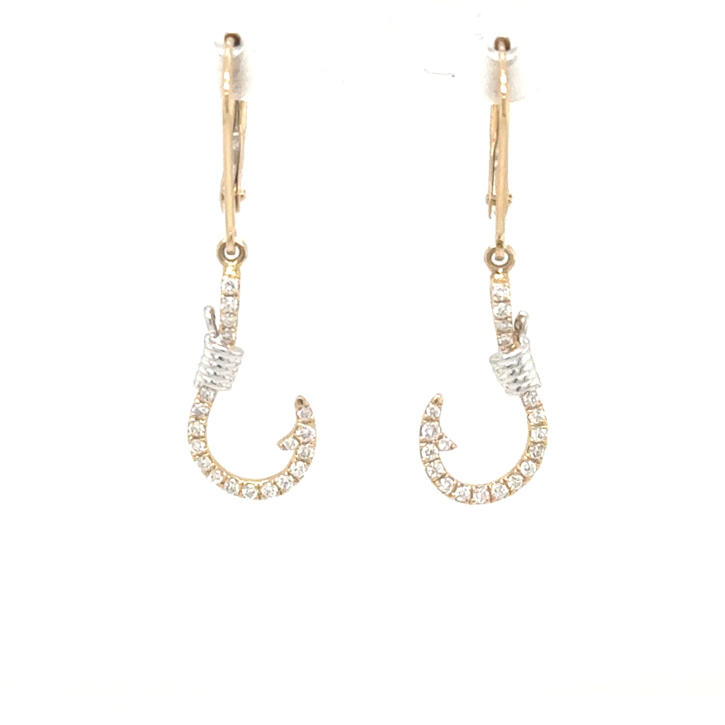 14K Diamond Fish Hook Earrings