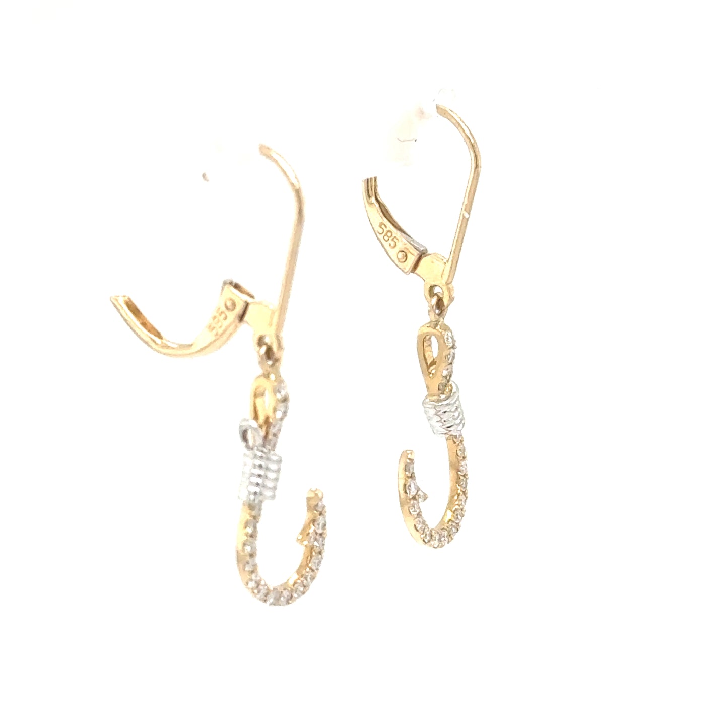 14K Diamond Fish Hook Earrings