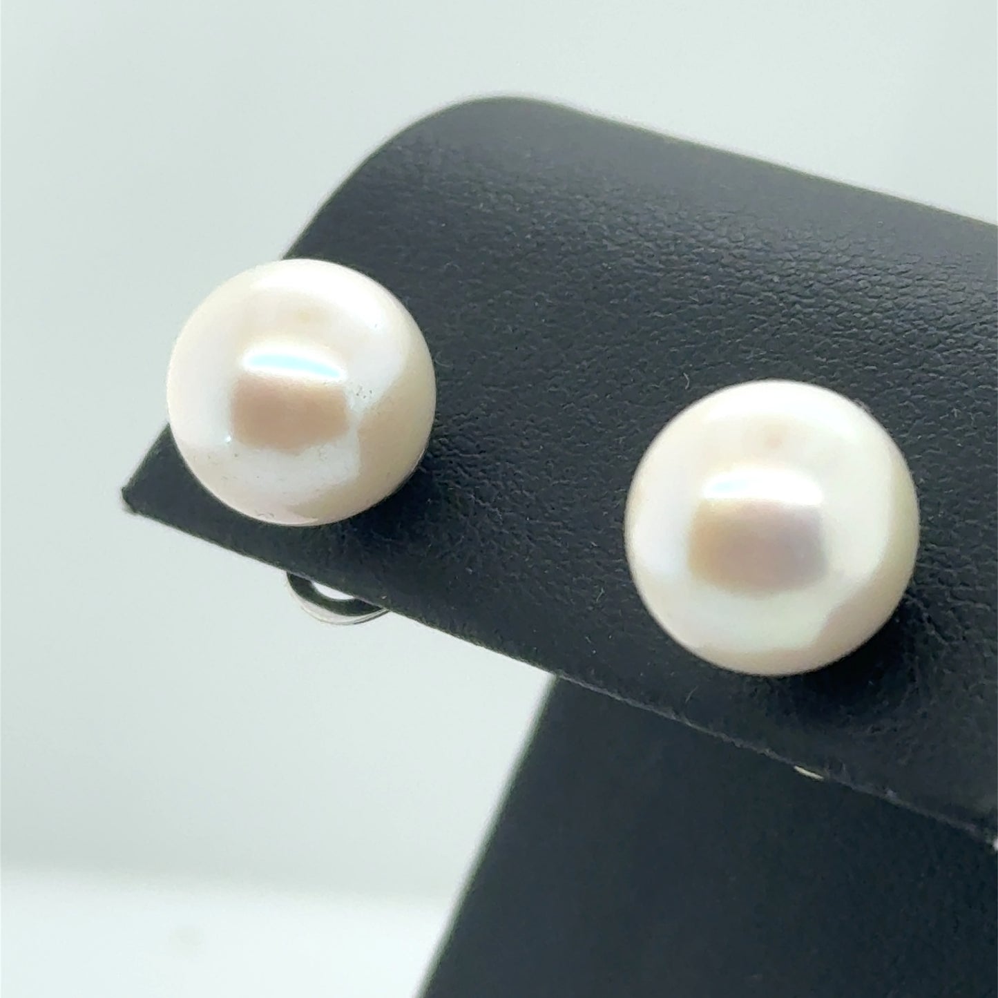 Sterling Silver Freshwater Cultured Ming Pearl Stud Earrings w/ Happy Backs