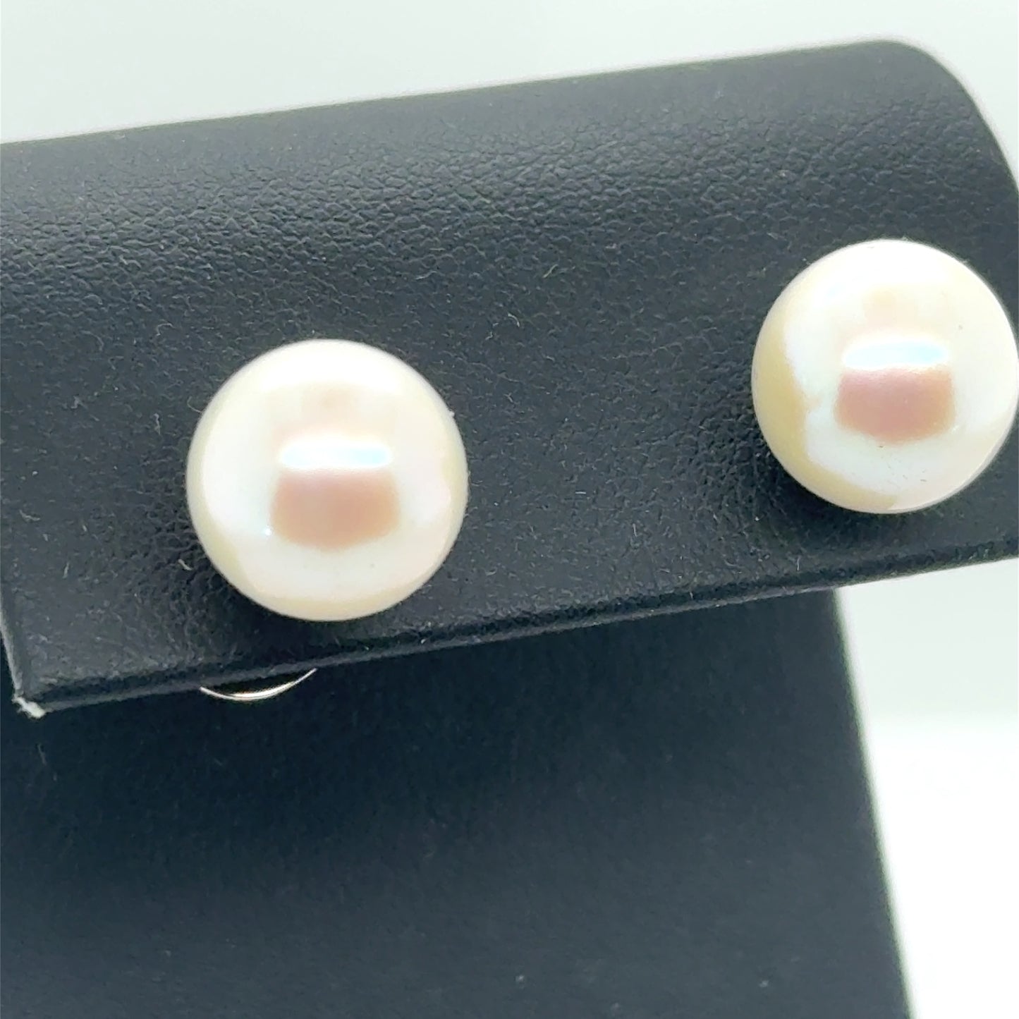 Sterling Silver Freshwater Cultured Ming Pearl Stud Earrings w/ Happy Backs
