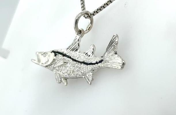 Sterling Silver Snook Fish Charm Pendant 1.75"
