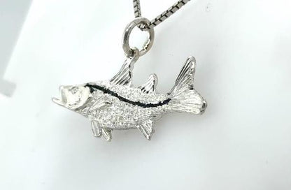 Sterling Silver Snook Fish Charm Pendant 1.75"