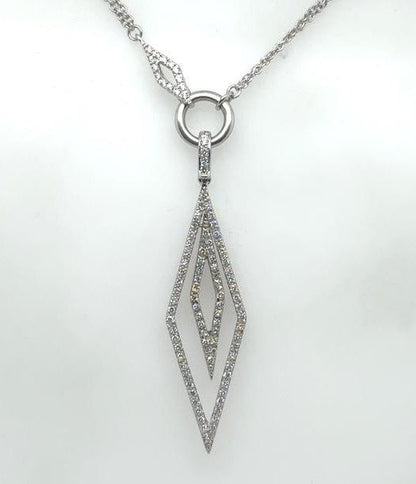 14K White Gold Art Deco Diamond Pendant - 1.0ctw Modern Luxury