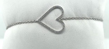 14K Gold Petite Diamond Heart Bracelet with Rolo Chain