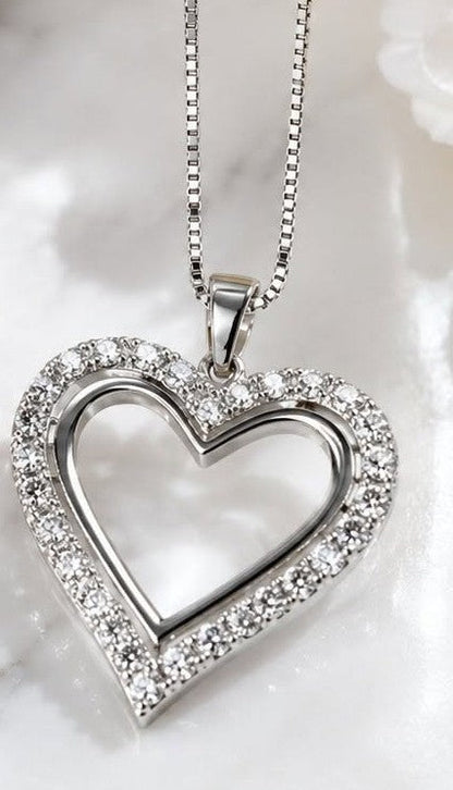 925 Sterling Silver Rose Gold Plated CZ Heart Pendant Necklace 18"