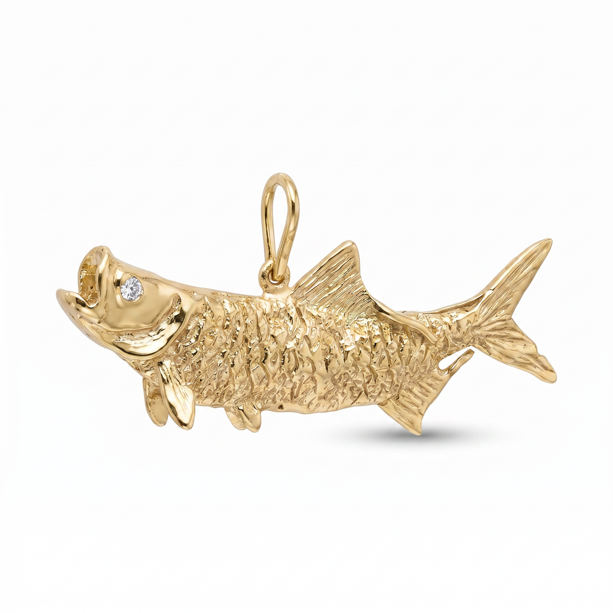 14K Yellow Gold Reversible Tarpon Charm Diamond & Ruby
