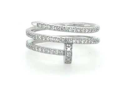 14K White Gold Diamond Wrap Around Nail Ring - 0.56ctw Size 6