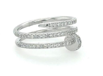 14K White Gold Diamond Wrap Around Nail Ring - 0.56ctw Size 6