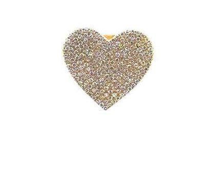 18K Yellow Gold Pave Diamond Heart Ring - 0.71ctw, Size 7