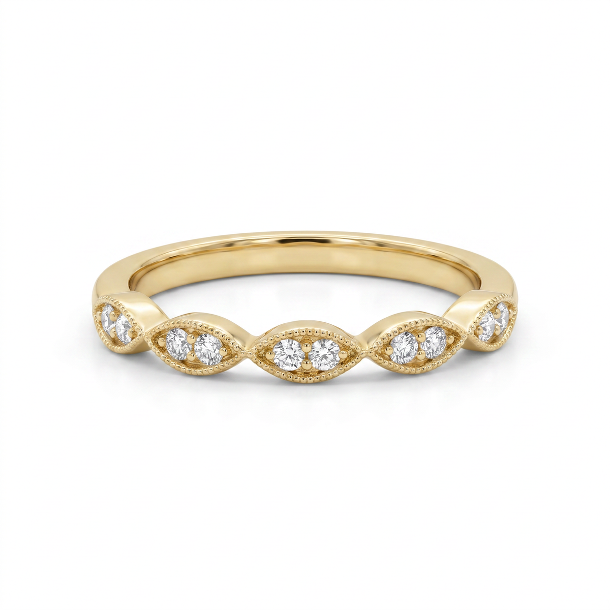 14K Yellow Gold Diamond Stackable Band Ring 0.15ctw