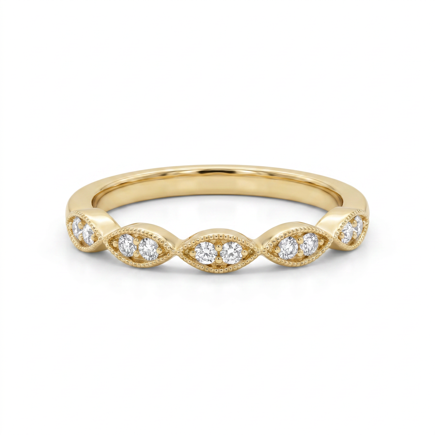 14K Yellow Gold Diamond Stackable Band Ring 0.15ctw