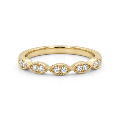14K Yellow Gold Diamond Stackable Band Ring 0.15ctw